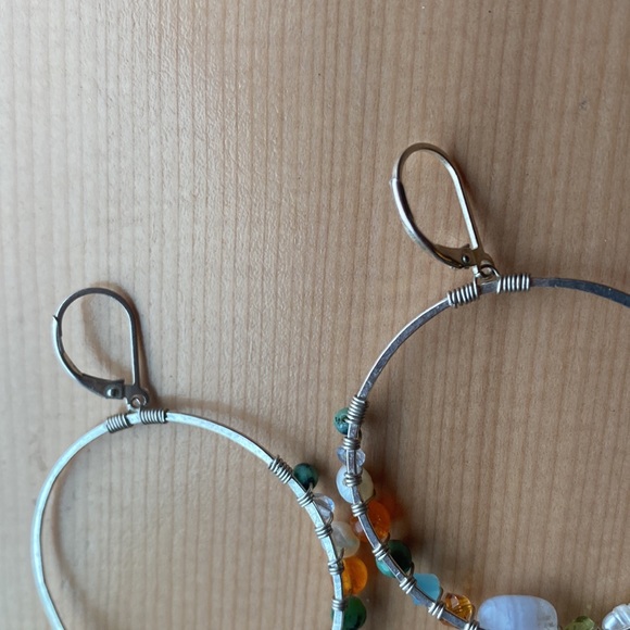 Sterling Silver & Colorful Gemstone Bead Wrap Earrings - Picture 7 of 8